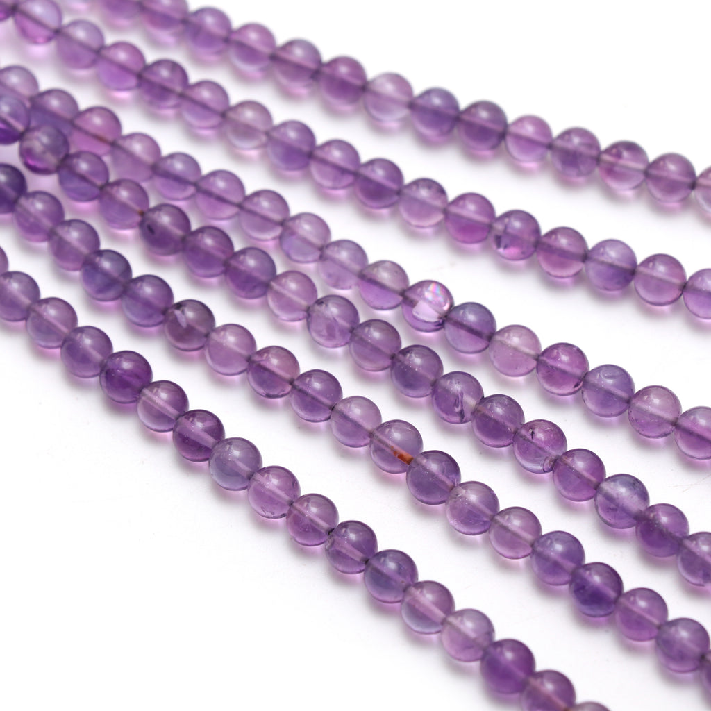 Amethyst Smooth Round Balls, 6 mm, Amethyst Jewelry Handmade Gift For Women, 18 Inches Full Strand, Price Per Strand - National Facets, Gemstone Manufacturer, Natural Gemstones, Gemstone Beads, Gemstone Carvings