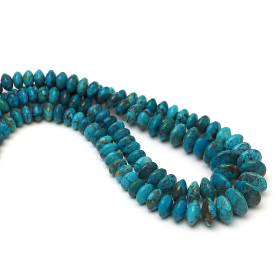 Chrysocolla smooth saucer beads, 7 mm to 12 mm, Chrysocolla jewelry making beads, Saucer shape chrysocolla, 18 inches strand, Price per strand