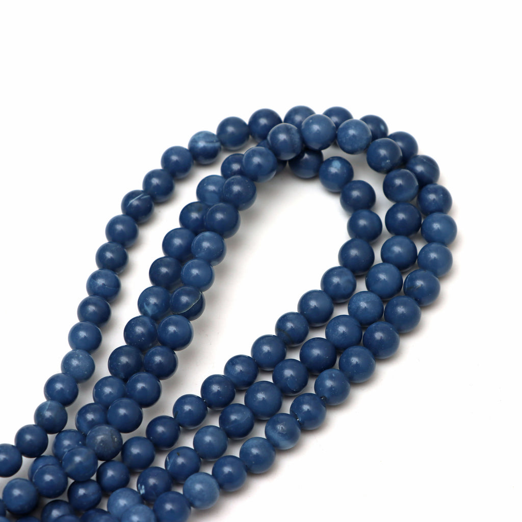 Blue Opal Smooth Round Balls Beads