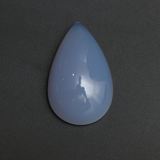 Natural Blue Chalcedony Smooth Pear Gemstone, 23.5x38.5 mm, Chalcedony Jewelry Making Gemstone, 1 Piece