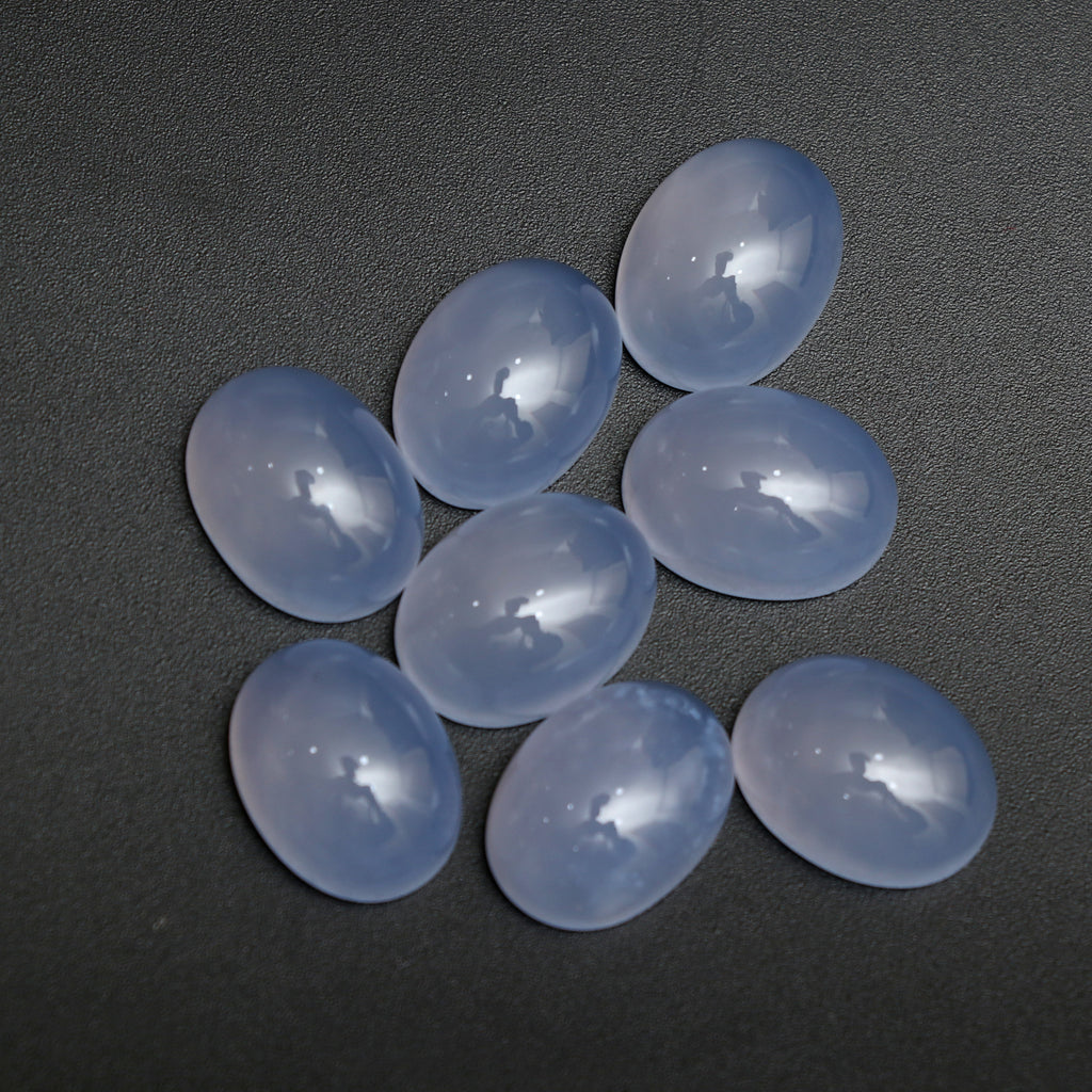 Natural Blue Chalcedony Smooth Oval Gemstone, 12x16 mm, Blue Chalcedony Oval, Chalcedony Oval Jewelry Making Gemstone, Set of 8 Pieces - National Facets, Gemstone Manufacturer, Natural Gemstones, Gemstone Beads, Gemstone Carvings