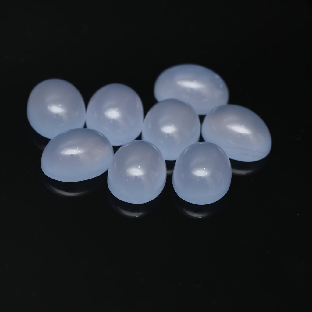 Natural Blue Chalcedony Smooth Oval Gemstone, 12x16 mm, Blue Chalcedony Oval, Chalcedony Oval Jewelry Making Gemstone, Set of 8 Pieces - National Facets, Gemstone Manufacturer, Natural Gemstones, Gemstone Beads, Gemstone Carvings