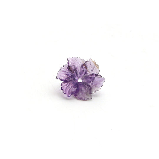 Natural Amethyst Flower Carving Loose Gemstone, 21x22 mm, Amethyst Jewelry Handmade Gift for Women, 1 Piece