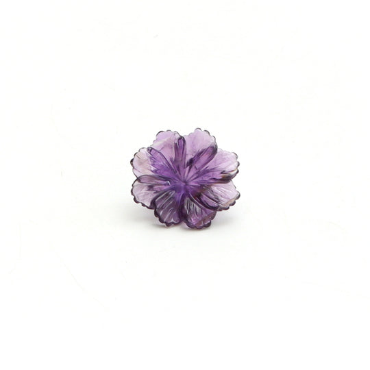 Natural Amethyst Flower Carving Loose Gemstone, 16x18 mm, Amethyst Jewelry Making Gemstone, 1 Piece