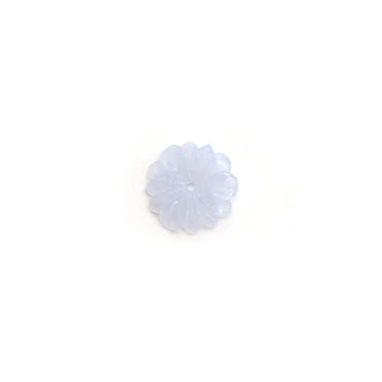 Natural Blue Chalcedony Flower Carving Loose Gemstone, 25x25 mm, Blue Chalcedony Jewelry Making Gemstone, 1 Piece