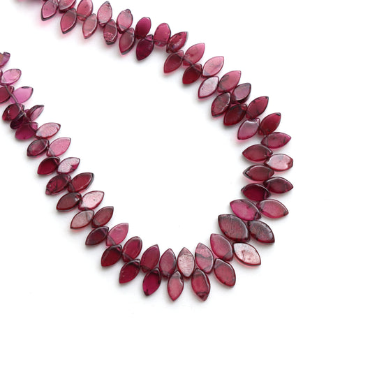 Garnet Smooth Marquise Flat Beads, 3x5.5 mm to 4.5x7.5 mm, Garnet Jewelry Making Beads, 8 Inches Strand, Price Per Strand