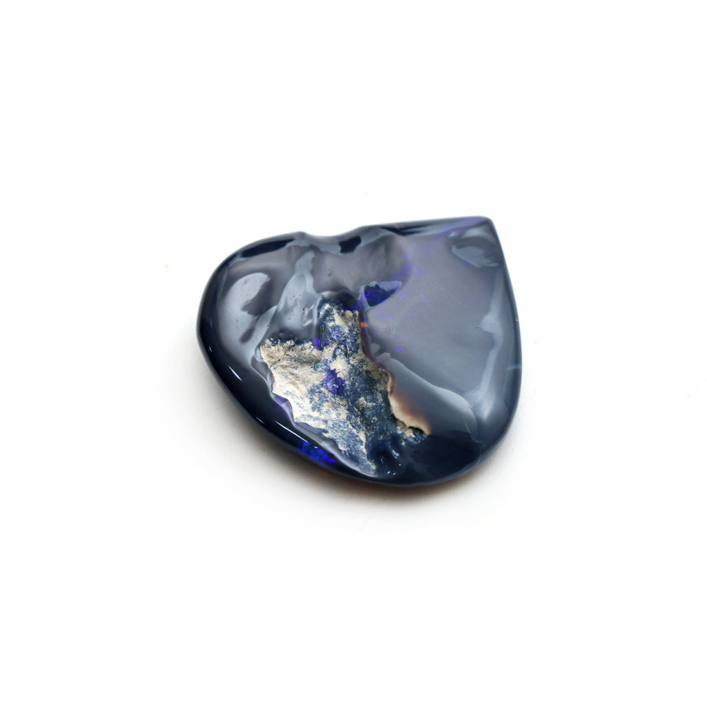 Natural Black Australian Opal Smooth Organic Heart Loose Gemstone, 34x34mm , Australian Black Opal , Heart Smooth Organic Gemstone, 1 Piece - National Facets, Gemstone Manufacturer, Natural Gemstones, Gemstone Beads, Gemstone Carvings