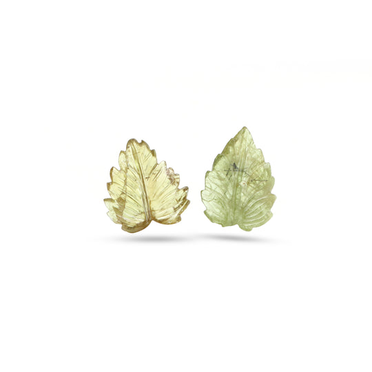 Natural Sphene Leaf Carving Loose Gemstone, 18x25 and 21x22 mm, Sphene Jewelry Making Gemstone, Pair ( 2 Pieces )
