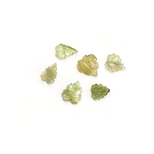 Natural Sphene Leaf Carving Loose Gemstone, 12x14 to 16x17 mm, Sphene Carving Leaf Jewelry Making Gemstone, Set Of 6 Pieces