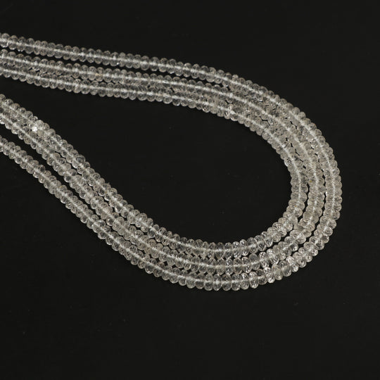 White Aquamarine Faceted Rondelle Beads, 4 mm to 5.5 mm, Aquamarine Rondelle Jewelry Making Beads, 18 Inches, Price Per Strand