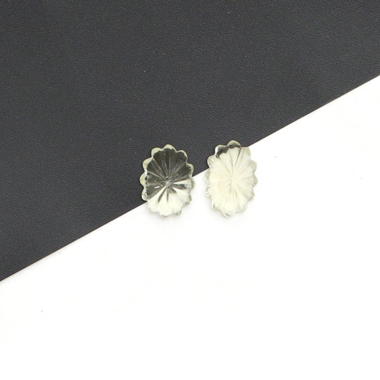 Libyan Desert Glass Oval Carving Loose Gemstone, 11x15.5 and 11.5x16 mm, Libyan Glass Jewelry Making Gemstone, Pair ( 2 Pieces )