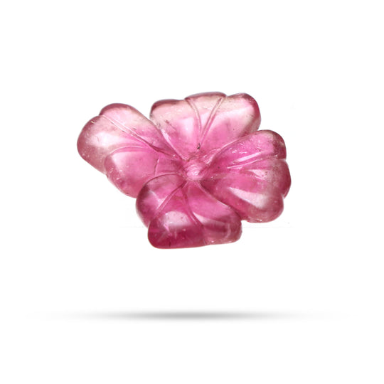 Natural Tourmaline Flower Carving Loose Gemstone, 17 mm To 21.5 mm, Tourmaline Flower Carving Smooth Gemstone, 1 Piece