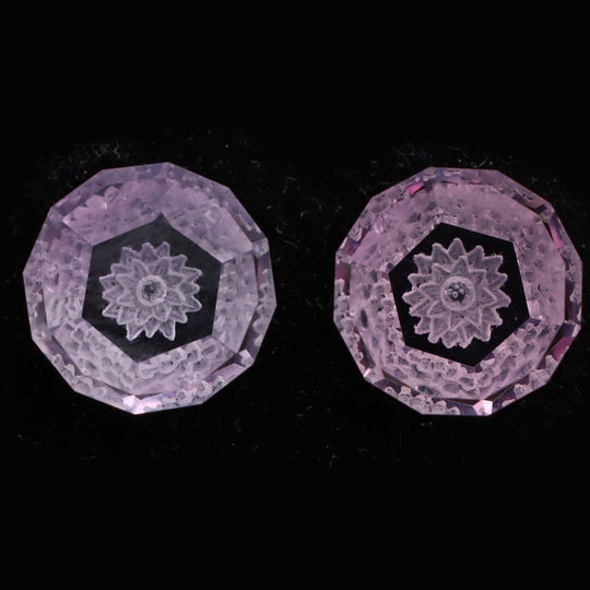 Amethyst Intaglio Carving Loose Gemstone, 14x14.5 mm, Amethyst Jewelry Making Gemstone, Amethyst Carving, Pair ( 2 Pieces )