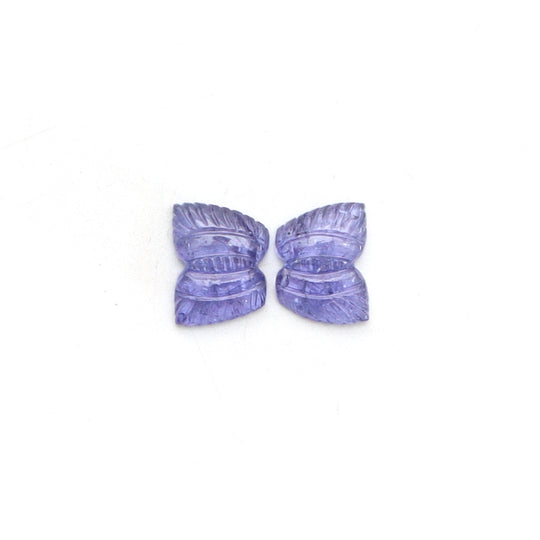 Natural Tanzanite Carving Wings Loose Gemstone, 13.5x17.5 mm, Tanzanite Jewelry Making Gemstone, Pair ( 2 Pieces )