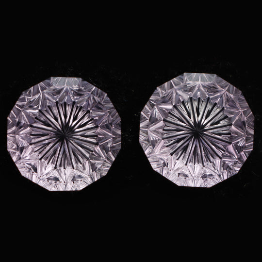 Amethyst Intaglio Carving Loose Gemstone, 16x16.5 mm, Amethyst Jewelry Making Gemstone, Amethyst Carving, Pair ( 2 Pieces )