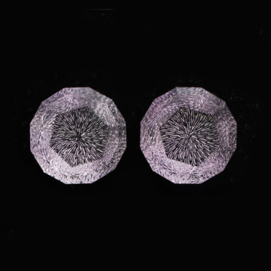 Amethyst Intaglio Carving Loose Gemstone, 18x18.5 mm, Amethyst Jewelry Making Gemstone, Amethyst Carving, Pair ( 2 Pieces )