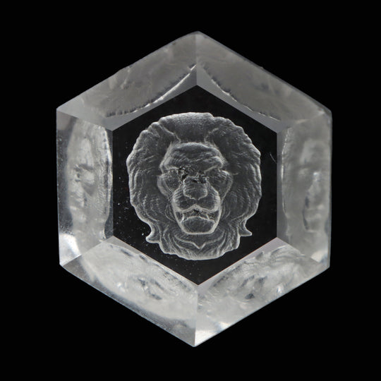 Crystal Intaglio Carving Loose Gemstone, 22x25 mm, Crystal Jewelry Making Gemstone, Intaglio Carving, Crystal Lion, 1 Piece