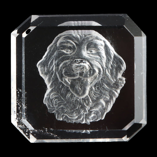 Crystal Intaglio Carving Loose Gemstone, 18.5x20 mm, Crystal Jewelry Making Gemstone, Intaglio Carving, Crystal Dog, 1 Piece