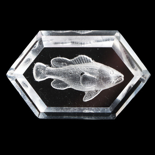 Crystal Intaglio Carving Loose Gemstone, 19.5x32 mm, Crystal Jewelry Making Gemstone, Intaglio Carving, Crystal Fish, 1 Piece