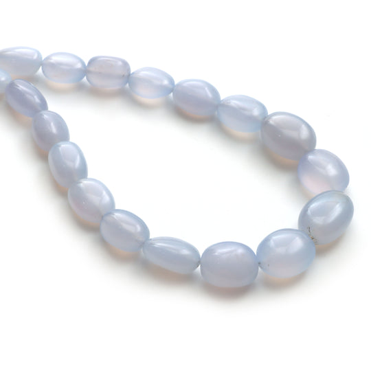 Blue Chalcedony Smooth Tumble Beads, 10x12 mm To 14x20 mm, Chalcedony Jewelry Making Beads, 20 Inches Full Strand, Price Per Strand