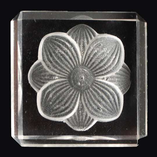 Crystal Intaglio Carving Loose Gemstone, 26x26 mm, Crystal Jewelry Making Gemstone, Intaglio Carving, Crystal Flower, 1 Piece