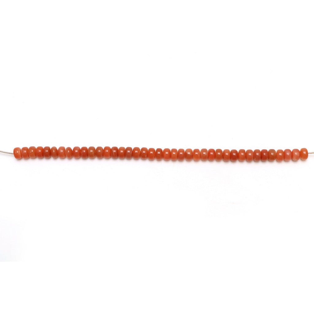 Calibrated Peach Moonstone Smooth Rondelle Beads, 8 mm, Peach Moonstone Beads, 8 InchFull Strand, Price Per Strand - National Facets, Gemstone Manufacturer, Natural Gemstones, Gemstone Beads