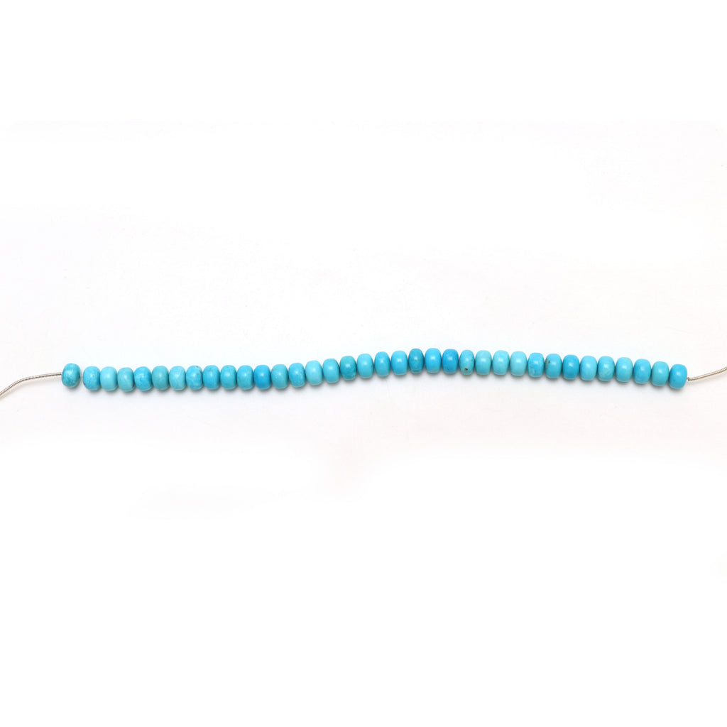 Calibrated Natural Turquoise Smooth Rondelle Beads, 8 mm, Turquoise Beads, 8 Inch Full Strand, Price Per Strand - National Facets, Gemstone Manufacturer, Natural Gemstones, Gemstone Beads