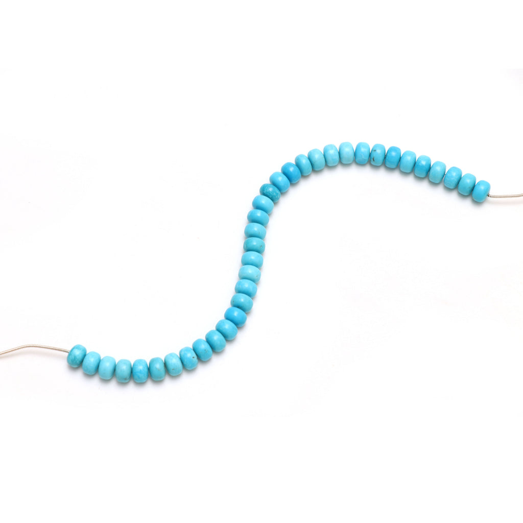 Calibrated Natural Turquoise Smooth Rondelle Beads, 8 mm, Turquoise Beads, 8 Inch Full Strand, Price Per Strand - National Facets, Gemstone Manufacturer, Natural Gemstones, Gemstone Beads