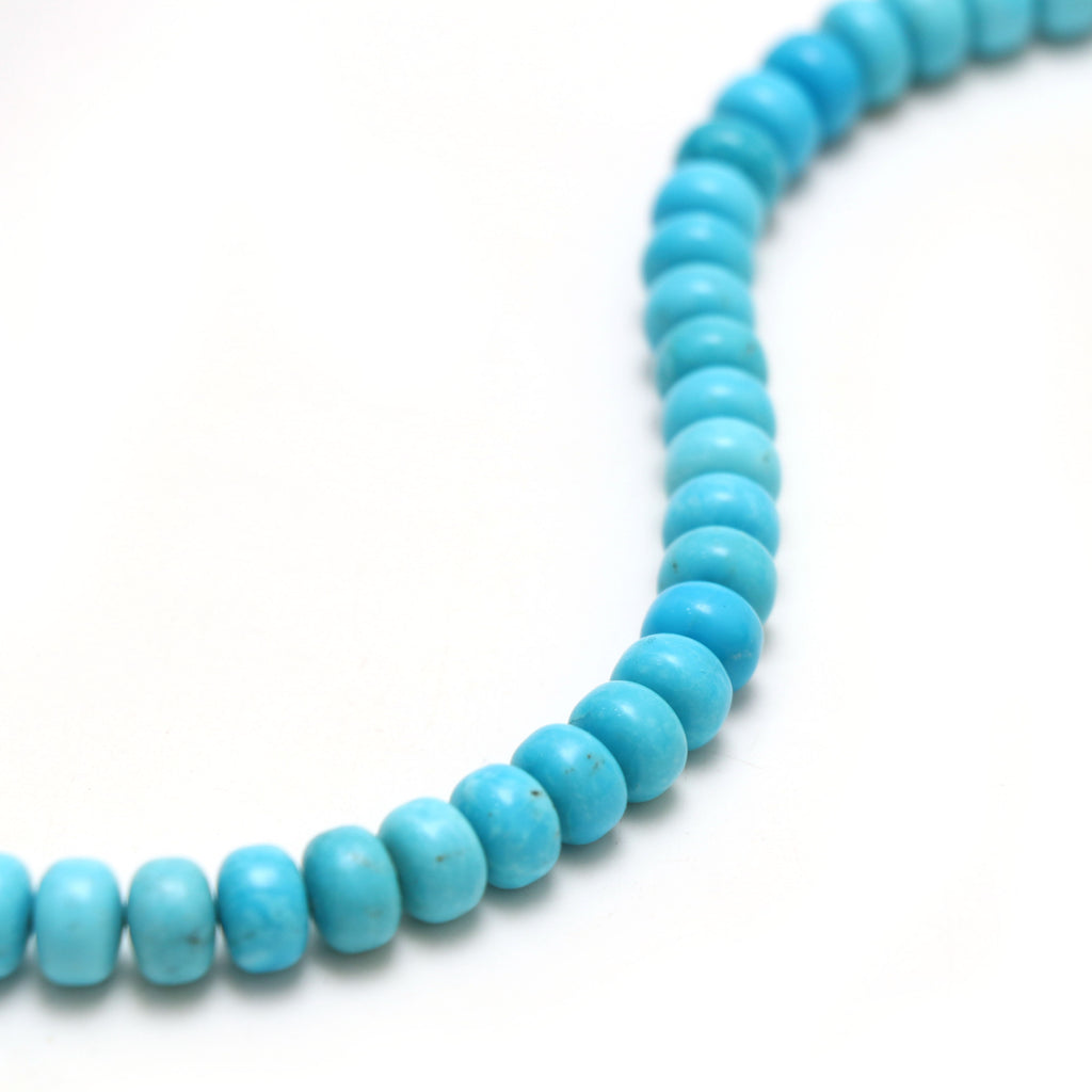 Calibrated Natural Turquoise Smooth Rondelle Beads, 8 mm, Turquoise Beads, 8 Inch Full Strand, Price Per Strand - National Facets, Gemstone Manufacturer, Natural Gemstones, Gemstone Beads