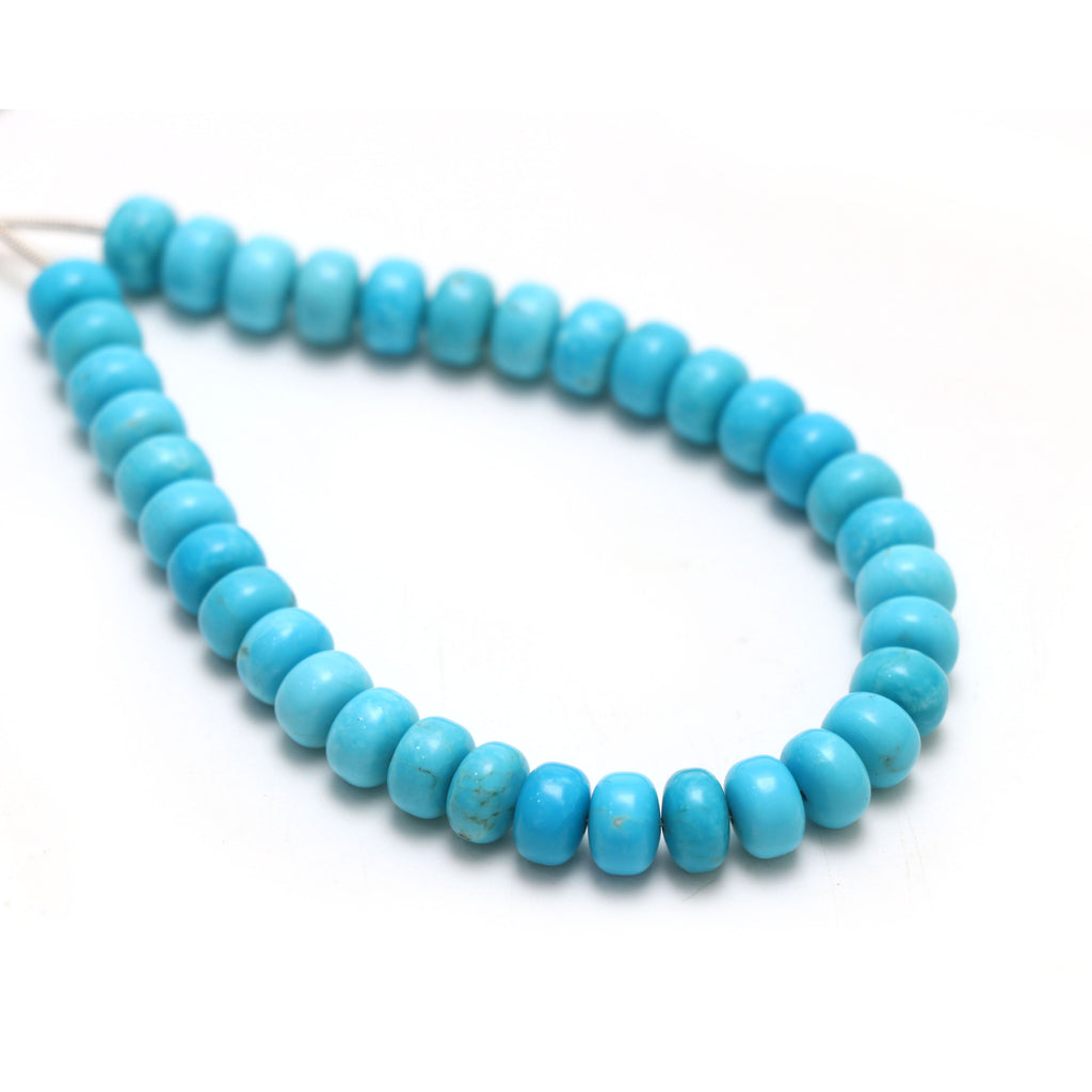 Calibrated Natural Turquoise Smooth Rondelle Beads, 8 mm, Turquoise Beads, 8 Inch Full Strand, Price Per Strand - National Facets, Gemstone Manufacturer, Natural Gemstones, Gemstone Beads