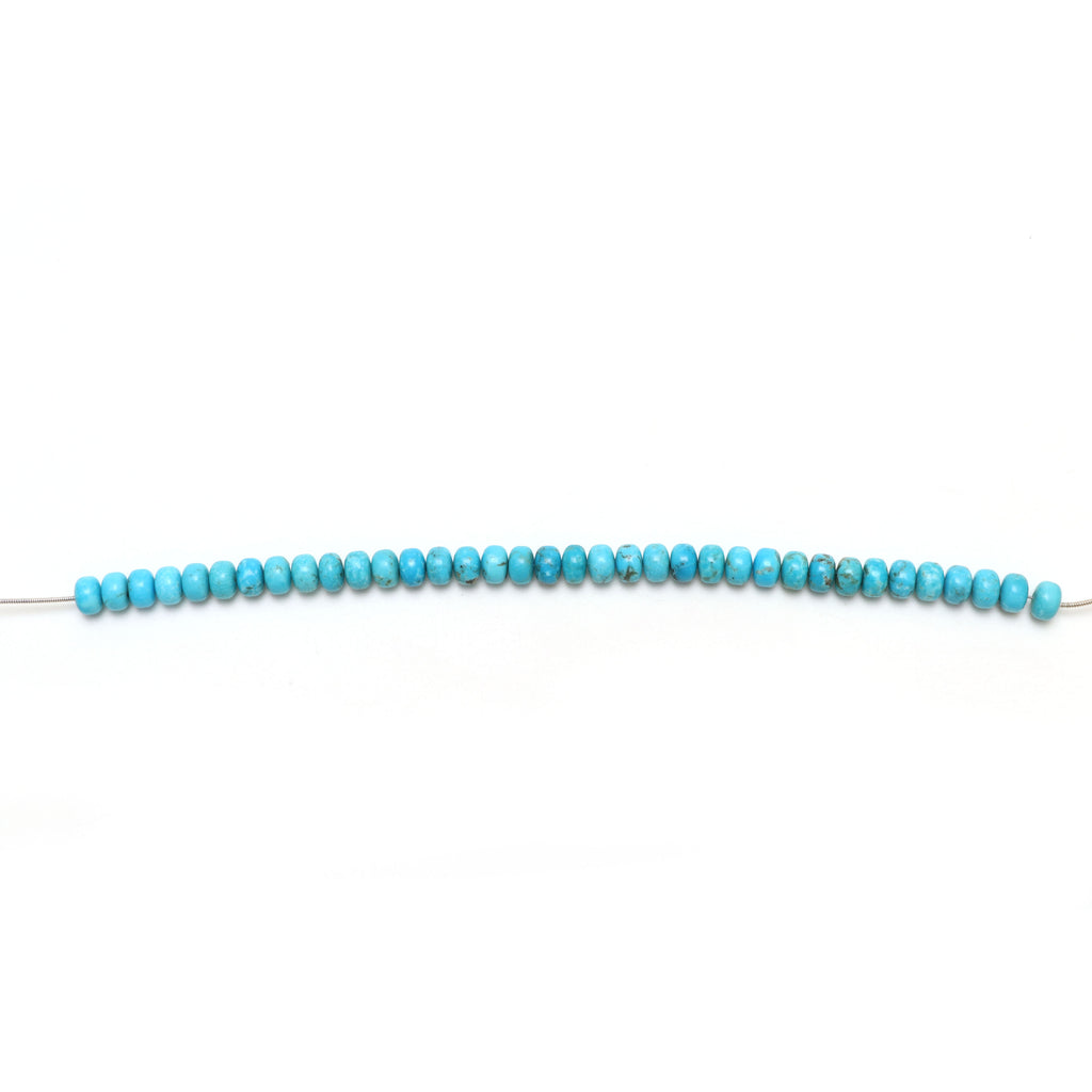 Calibrated Natural Turquoise Smooth Rondelle Beads, 8 mm, Turquoise Beads, 8 Inch Full Strand, Price Per Strand - National Facets, Gemstone Manufacturer, Natural Gemstones, Gemstone Beads