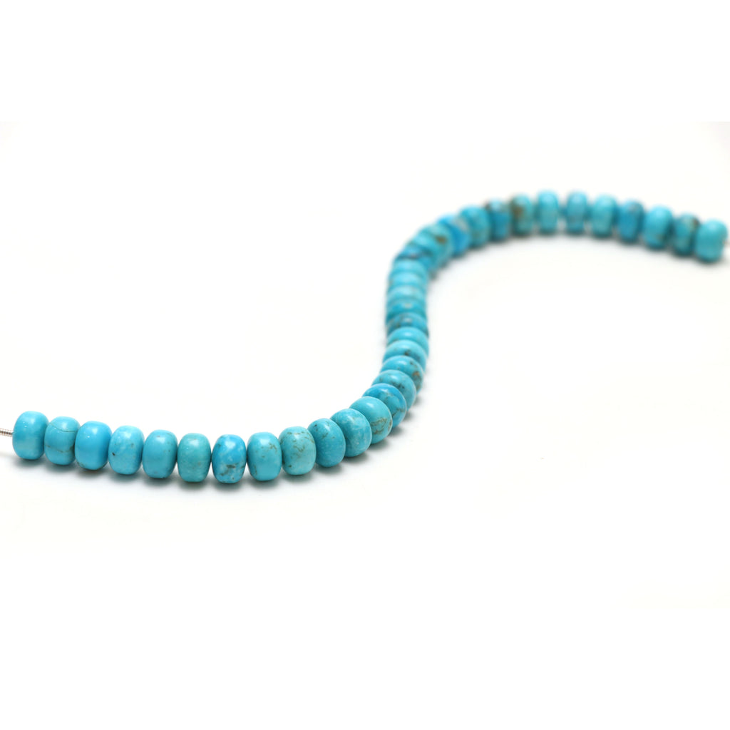 Calibrated Natural Turquoise Smooth Rondelle Beads, 8 mm, Turquoise Beads, 8 Inch Full Strand, Price Per Strand - National Facets, Gemstone Manufacturer, Natural Gemstones, Gemstone Beads