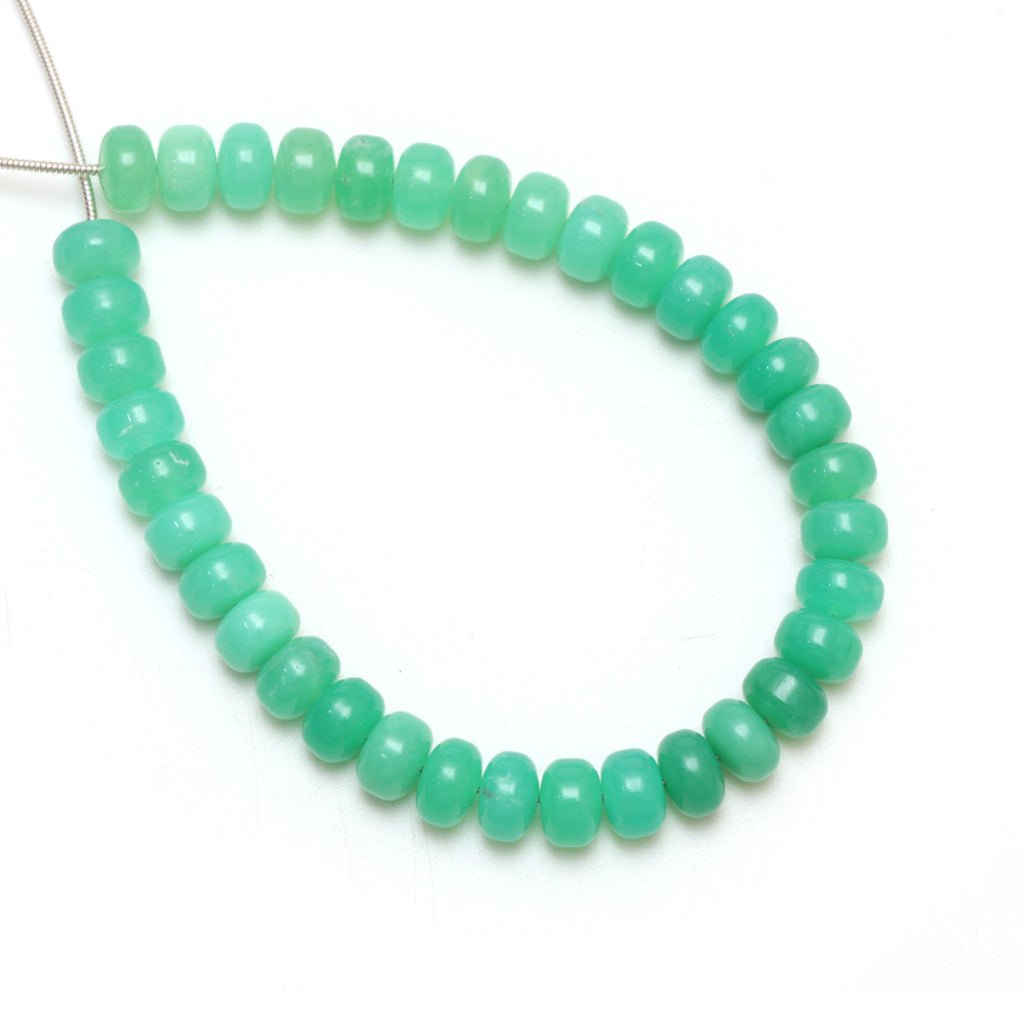 Calibrated Chrysoprase Smooth Rondelle Beads | 8 mm | Chrysoprase Beads | 8 Inch Full Strand | Price Per Strand - National Facets, Gemstone Manufacturer, Natural Gemstones, Gemstone Beads