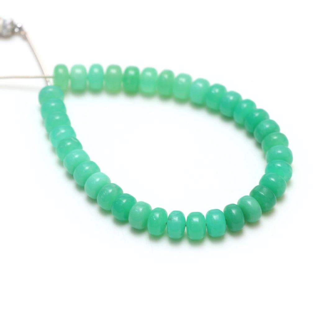 Calibrated Chrysoprase Smooth Rondelle Beads | 8 mm | Chrysoprase Beads | 8 Inch Full Strand | Price Per Strand - National Facets, Gemstone Manufacturer, Natural Gemstones, Gemstone Beads