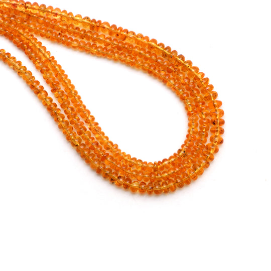 スペサルタイト スムース ロンデル ビーズ、3 mm ～ 3.5 mm、スペサルタイト ジュエリー メイキング ビーズ、18 インチ フル ストランド、1 ストランドあたりの価格