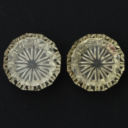 レモンクォーツ インタリオ 彫刻用ルース ジェムストーン、14x14.5 mm、レモンクォーツ ジュエリーメイキング用ジェムストーン、フラワー カービング、ペア (2 個)