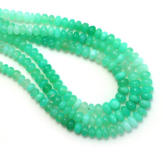 Green Opal Smooth Rondelle Beads, 6 mm To 8 mm, Green Opal Jewelry Making Beads, 18 Inches Full Strand, Price Per Strand
