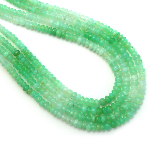 Green Opal Smooth Rondelle Beads, 4 mm to 5 mm, Green Opal Jewelry Making Beads, 18 Inches Full Strand, Price Per Strand