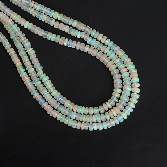 3mm - 5mm Natural Ethiopian Opal Faceted Rondelle Beads