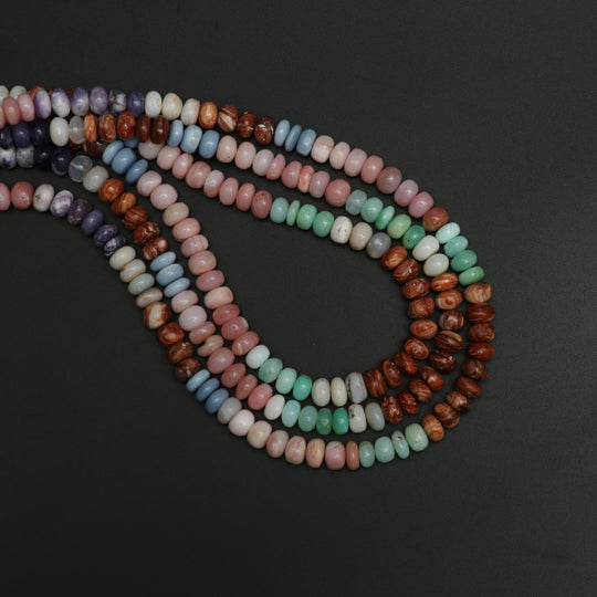 Multi Opal Smooth Rondelle Beads, 7 mm, Multi Opal Jewelry Making Beads, Plain Opal Beads, 18 Inches Full Strand, Price Per Strand
