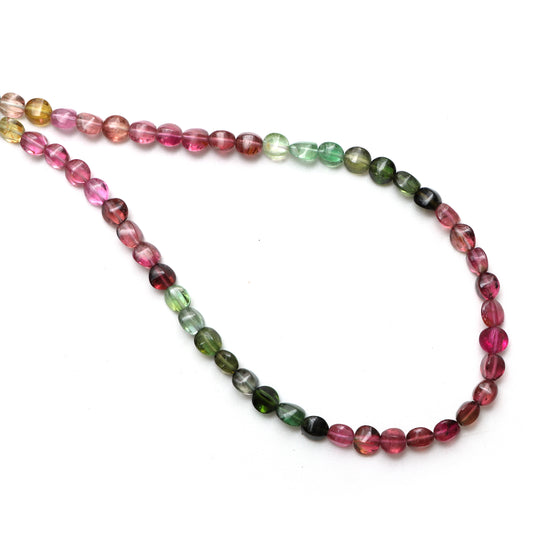Multi Tourmaline Smooth Twisted Oval Beads, 5.5x6 mm, Multi Tourmaline Jewelry Making Beads, 18 Inches Full Strand, Price Per Strand