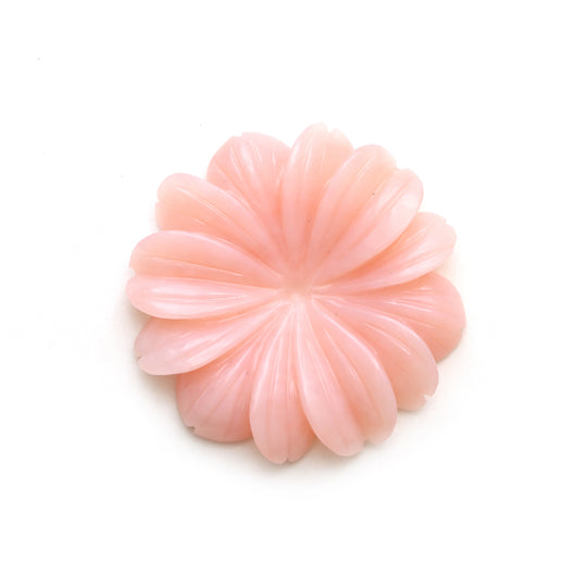 Pink Opal Flower Carving Loose Gemstone, 44x44mm, Pink Opal Jewelry Making Gemstone, 1 Piece