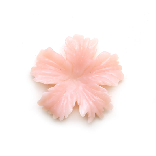 ピンクオパールフラワー彫刻ルースジェムストーン、44x44mm、ピンクオパールジュエリーメイキングジェムストーン、1個