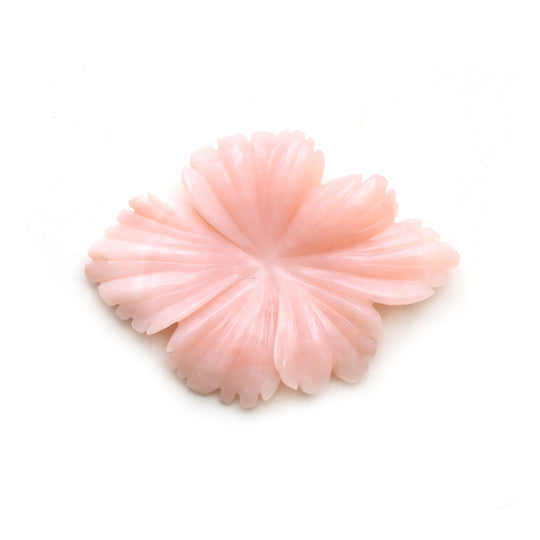 ピンクオパールフラワー彫刻ルースジェムストーン、60x43mm、ピンクオパールジュエリーメイキングジェムストーン、1個
