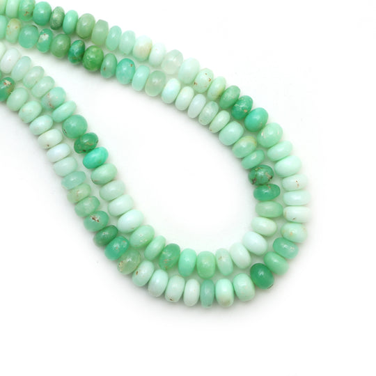 Mint Chrysoprase Smooth Rondelle Beads, 6 mm To 8 mm, Mint Chrysoprase Jewelry Making Beads, 18 Inches Full Strand, Price Per Strand