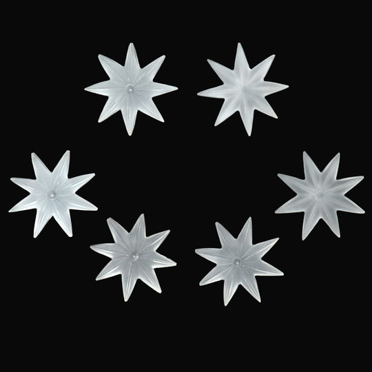 クリスタル クォーツ スター カービング ルース ジェムストーン、25x25mm、クリスタル クォーツ ジュエリーメイキング ジェムストーン、セット (6 個)