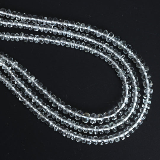 ホワイト アクア スムース ロンデル ビーズ、3 mm ～ 6 mm、ホワイト アクア ジュエリー メイキング ビーズ、18 インチ フル ストランド、1 ストランドあたりの価格