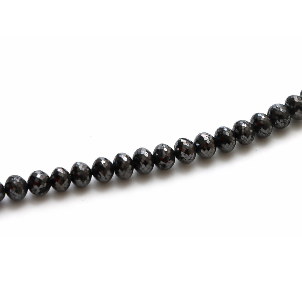 Black Diamond Faceted Rondelle Beads