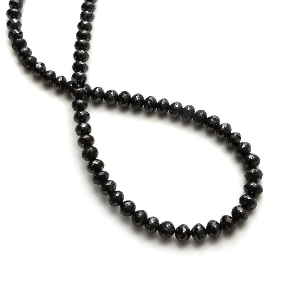 Black Diamond Faceted Rondelle Beads