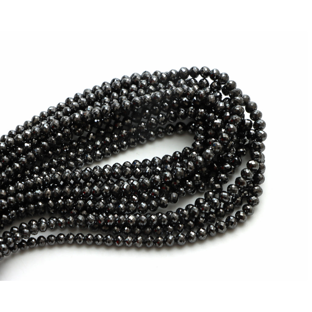 Black Diamond Faceted Rondelle Beads